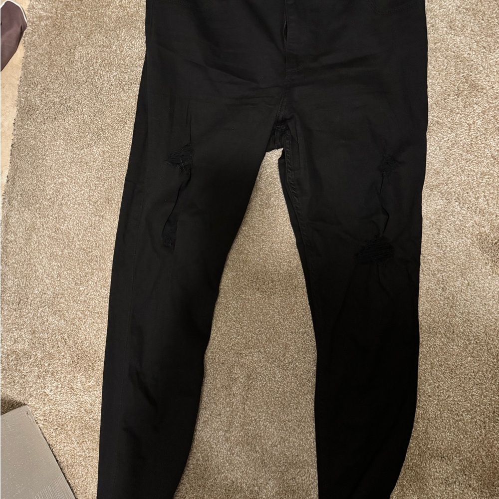 Black ripped Jean leggings
